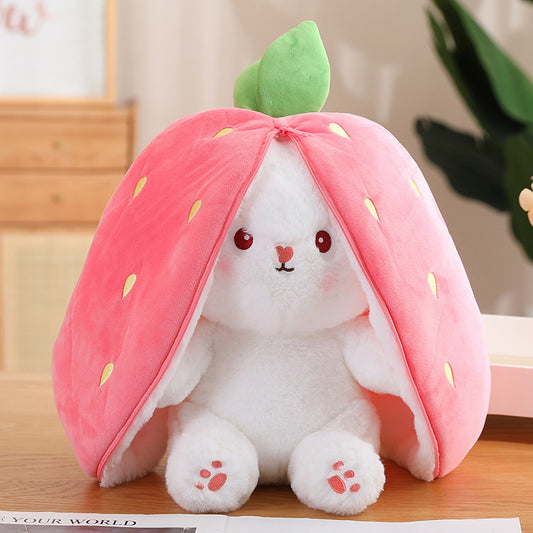 Strawberry Bunny Plush- With Zipper